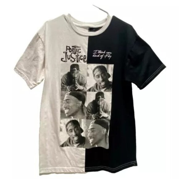 Tupac Shakur Poetic Justice Tee Chemistry Large Blk White Shirt Rap Artist 2 Pac - Picture 1 of 6